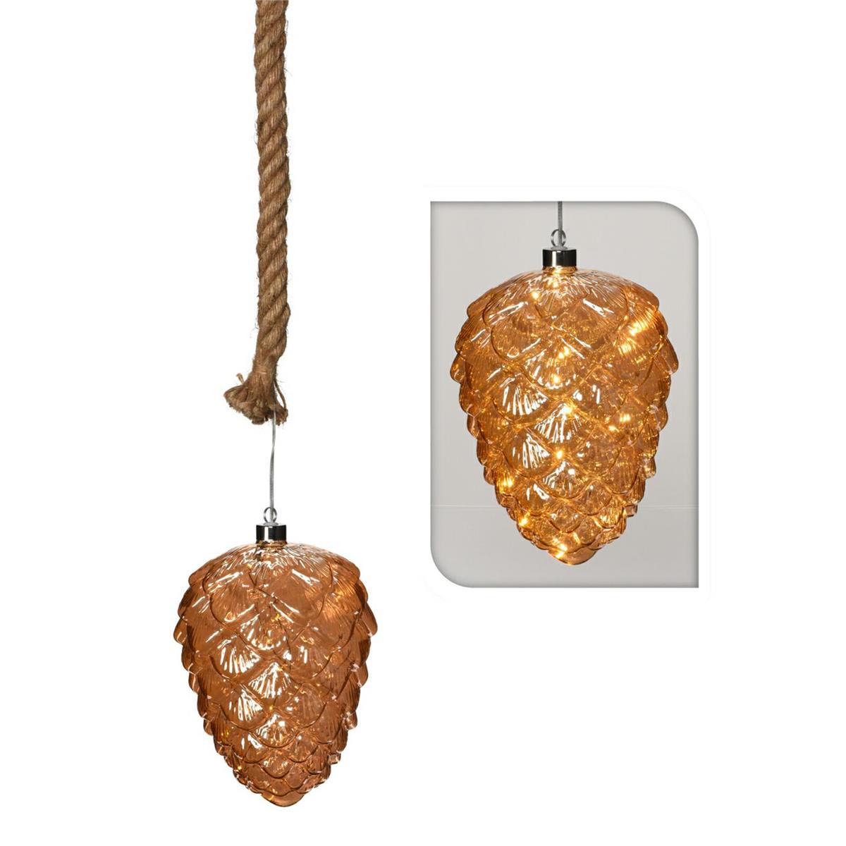 Szyszka szklana Led wisząca na sznurze